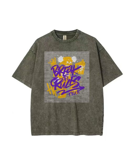 Break the Rules Graffiti Spray Paint Unisex Teen T-Shirt - Summer Casual & Weekend Wear | Birthday & Holiday Gift | Men's Oversized Flannel Style