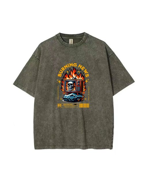 Burning News Unisex Teen T-Shirt - Summer Casual for School & Weekends | Birthday & Holiday Gift | Men's Flannel & Oversized Style