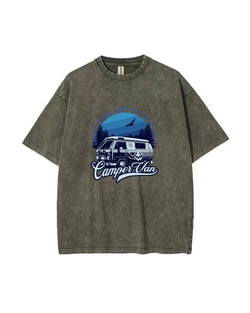 Campervan Mineral Wash T-Shirt: Cool Beach Shirt for Unisex Teens – Perfect for Casual Wear, School, Summer & Holidays. Classic Design!