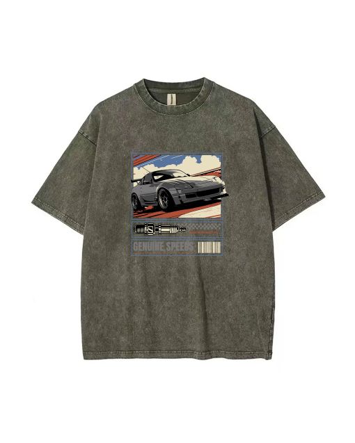 Car Graphic Mineral Wash T-Shirt - Cool & Classic Beach Shirt for Unisex Teens. Ideal for Casual Wear, School, Summer & Holidays!