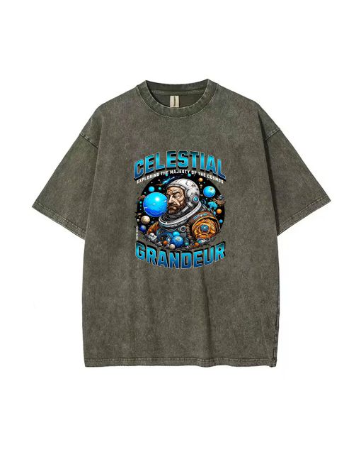 Celestial Grandeur Mineral Wash T-Shirt: Cool Fall/Winter Beach Shirt for Teens - Perfect Casual Wear, School, Summer & Holiday Gift (Unisex)