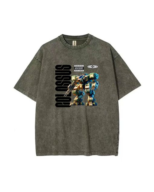 The Colossus Military Mineral Wash T-Shirt: Cool & Classic Beach Shirt for Unisex Teens - Perfect for Casual Wear, School, Summer, & Gifts!