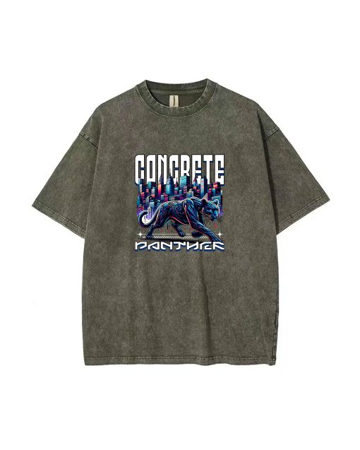 Concrete Panther Mineral Wash T-Shirt - Cool, Classic Beach Shirt for Unisex Teens - Perfect for Casual Wear, School, Summer and Holidays