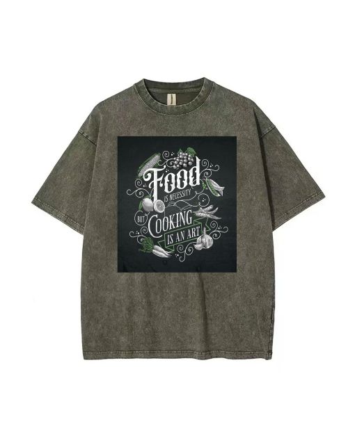 Restaurant Chalkboard Cooking Quote Tee | Unisex Mineral Wash T-Shirt for Teens - Perfect Summer & Holiday Gift | Cool, Classic Beach Shirt