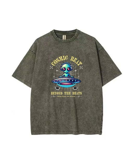 COSMIC BEAT Mineral Wash T-Shirt - Cool and Classic Beach Shirt for Unisex Teens - Perfect for Casual Wear, School, and Summer Holidays!