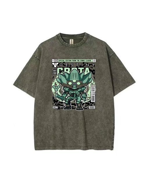 Crota Destiny Mineral Wash T-Shirt | Unisex Beach Shirt for Teens | Cool & Classic Design for Casual Wear, School, Summer | T-Shirt Gift