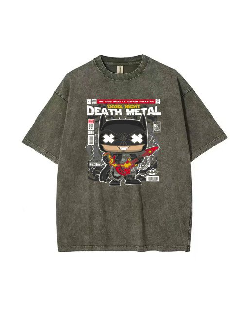 Dark Night Death Metal Mineral Wash T-Shirt: Unisex Cool Beach Tee for Teens - Perfect for Casual Wear, School, and Gifts. Classic Design!