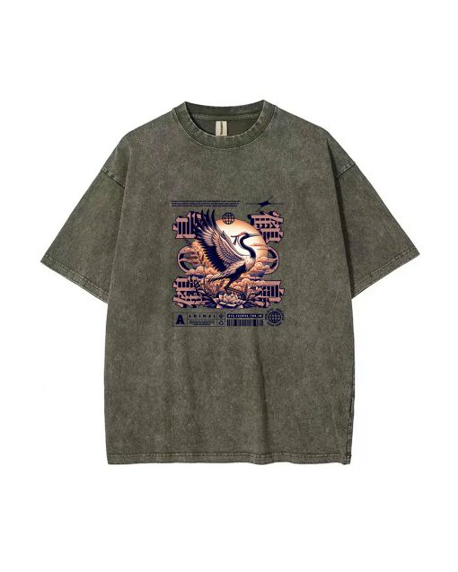 Elegant Cranes Unisex Teen T-Shirt - School & Weekend Summer Casual Wear | Birthday & Holiday Gift | Men's Oversized Flannel Style