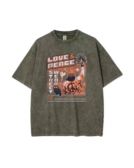 Love and Peace - Unisex Teen Streetwear T-Shirt - Casual Summer School & Weekend Wear | Birthday & Holiday Gift | Men's Flannel & Oversized Style