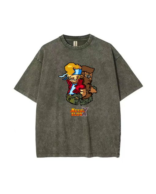 Metal Slug X Legen Mineral Wash T-Shirt for Unisex Teens - Perfect for Casual Wear, School, and Summer - Beach & Cool Classic T-Shirt