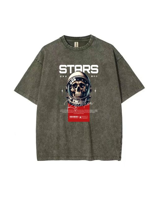 Skull Astronaut Streetwear Unisex Tee - Summer Casual for School & Weekends | Gift for Birthdays & Holidays | Men's Flannel & Oversized Style