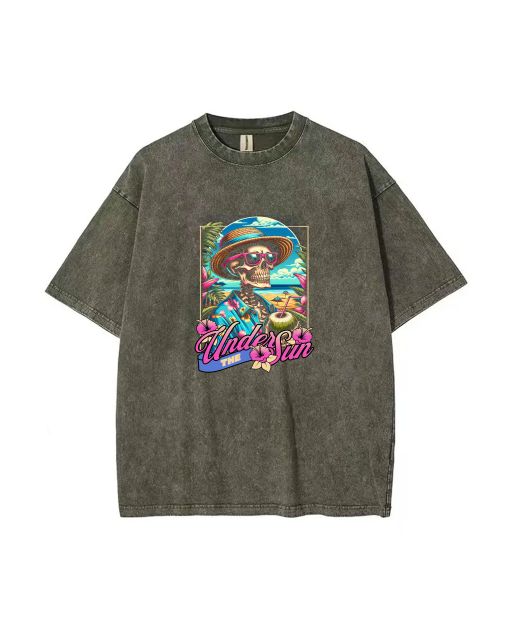 Summer Graphic Mineral Wash T-Shirt - Unisex Beach & Casual Shirt with Cool Design (Teen Gift) | Classic Tee for Summer & Holidays