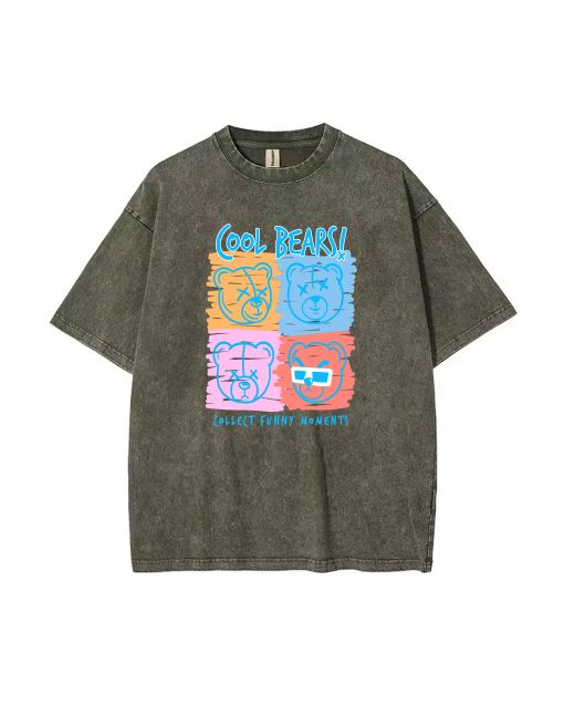 Teddy Bear- Mineral Wash T-Shirt: Unisex Beach & Casual Shirt for Teens | Cool & Classic T-Shirt for Summer, School, Gifts & Holidays