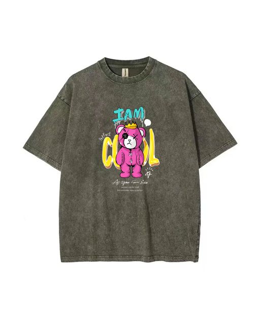 Teddy Bear-73 Mineral Wash T-Shirt for Unisex Teens - Perfect Summer Beach Shirt, Casual Wear, and Gift - Cool and Classic Style