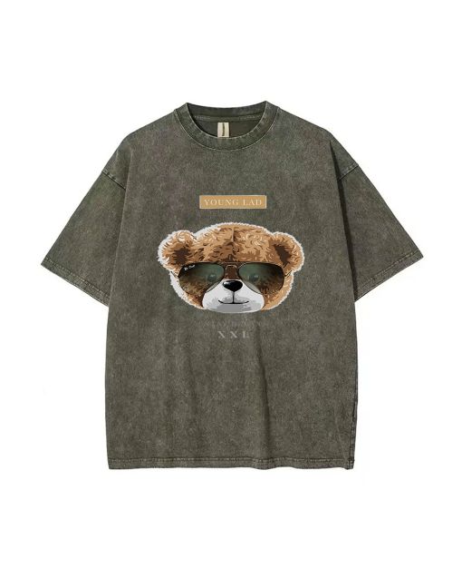 Unisex Teddy Stay Relax Mineral Wash T-Shirt - Perfect for Casual Wear, School, and Gifts - Beach Shirt with Cool and Classic Vibes