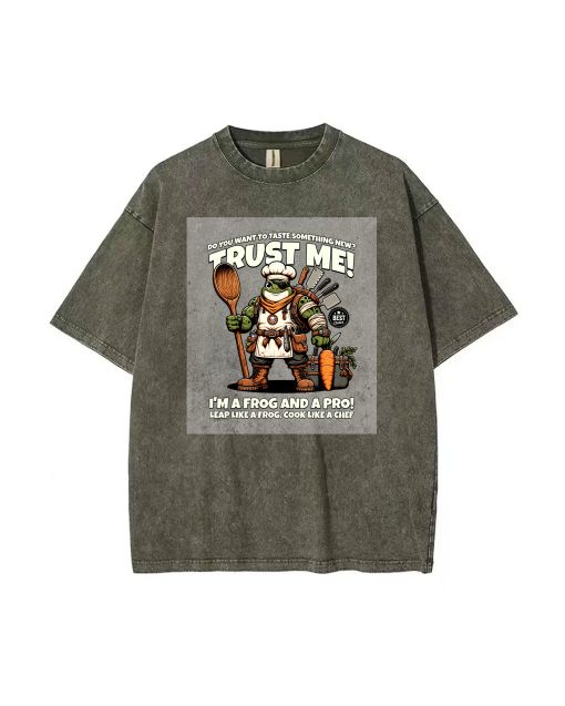 "Trust Me Im A Frog And A Pro Funny Chef T-Shirt - School & Weekend Casual Wear | Teen Unisex Birthday & Holiday Gift | Men's Flannel Oversized Style"