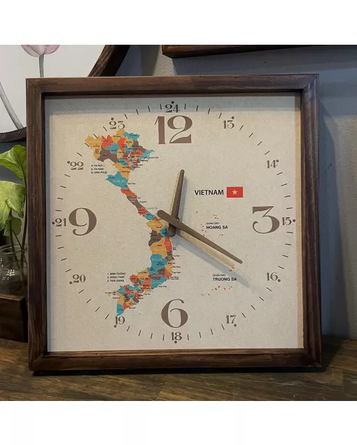 Custom Viet nam map, Wooden Wall Clock for Home Decor in Living Room, Kitchen and Kid Decorations Gifts