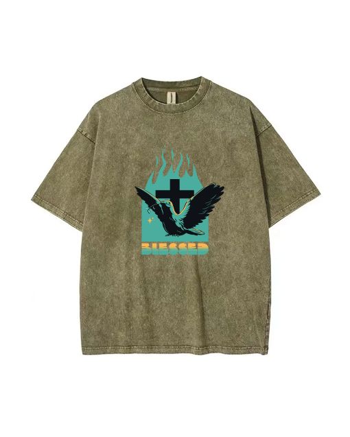 Blessed Dove and Cross Unisex Teen T-Shirt - Casual Summer Wear for School & Weekends | Birthday & Holiday Gift | Men's Flannel & Oversized Style