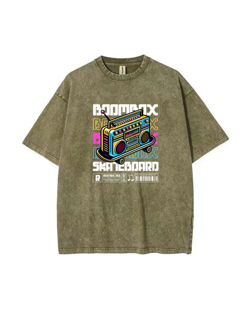 Boombox Unisex Teen T-Shirt - Casual Summer Wear for School & Weekends | Birthday & Holiday Gift | Men's Oversized Flannel Style