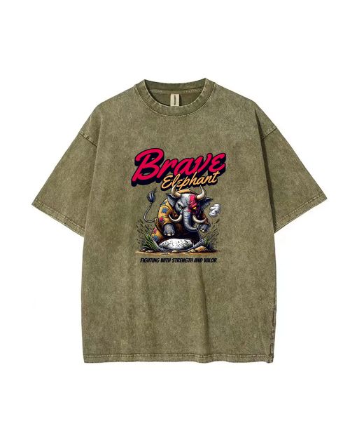 Brave Elephant Unisex Teen T-Shirt - Summer Casual Wear for School & Weekends | Birthday & Holiday Gift | Men's Flannel & Oversized Style