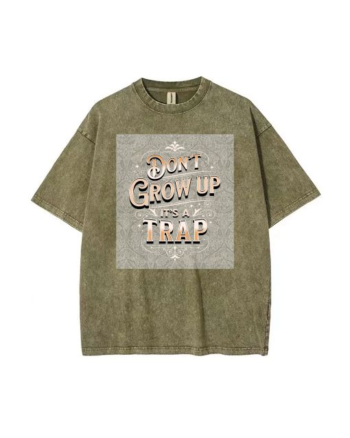 Don't Grow Up - Mineral Wash T-Shirt: Trendy Unisex Beach Shirt for Teens - Perfect for Casual Wear, School, and Gifting! Classic & Cool.