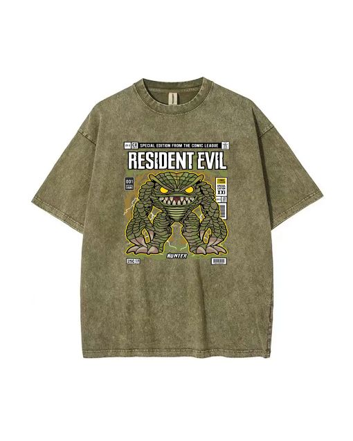 Unleash Your Inner Hunter with This Resident Evil Mineral Wash T-Shirt - Perfect for Casual Wear, School, and Summer Fun - Get Yours Now!