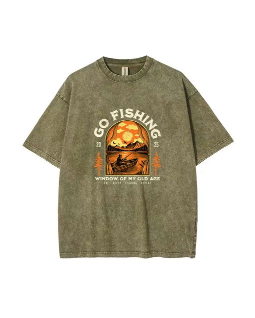 Old Man Go Fishing Teen T-Shirt - Summer Casual Wear for School & Weekends | Birthday & Holiday Gift - Men's Flannel & Oversized Style