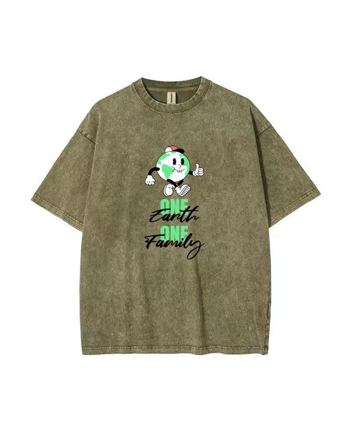 One Earth One Family Unisex Teen T-Shirt - Summer Casual School & Weekend Wear | Birthday & Holiday Gift | Men's Flannel & Oversized Style