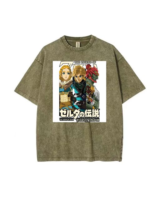 Zelda Mineral Wash T-Shirt - Unisex Beach Shirt for Teens - Cool and Classic Design, Perfect for Casual Wear or as a Gift - Summer Must-Have!