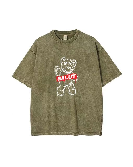 Teddy Bear-109 Mineral Wash T-Shirt: A Must-Have for Unisex Teens! Perfect for Casual Wear, School, and Summer Holidays - Shop Now!