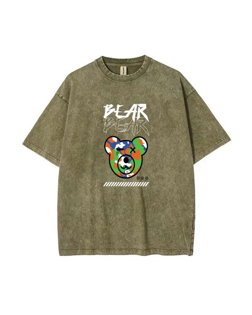 Teddy Bear-34 Mineral Wash T-Shirt: Unisex Beach Shirt for Teens - Cool, Classic Design Perfect for Casual Wear, School, Gifts, Summer & Holidays