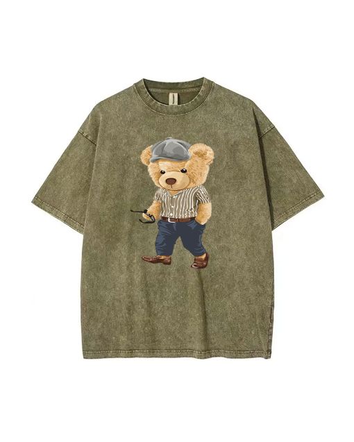 Unisex Teddy Boss Over Mineral Wash T-Shirt | Cool Beach Shirt for Teens - Perfect for Casual Wear, School, and Gift-Giving | Classic T-Shirt Style