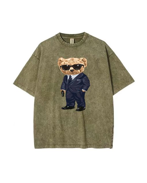 Teddy Boss Mineral Wash T-Shirt: Unisex Casual Beach Shirt | Cool Classic Tee for Teens | Perfect for School, Gifts, Summer & Holidays