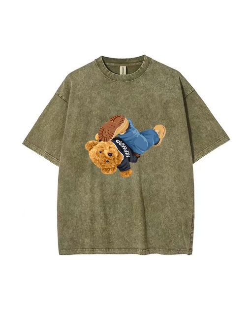 Teddy Hiphop Mineral Wash T-Shirt - Cool Beach Shirt for Teens | Perfect for Casual Wear, School, and Summer | Classic Unisex Tee