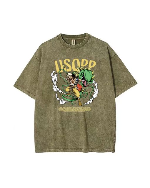 Usopp Mineral Wash T-Shirt: Trendy Unisex Beach Shirt for Teens | Cool & Classic T-Shirt for Casual Wear, School, Summer & Holidays