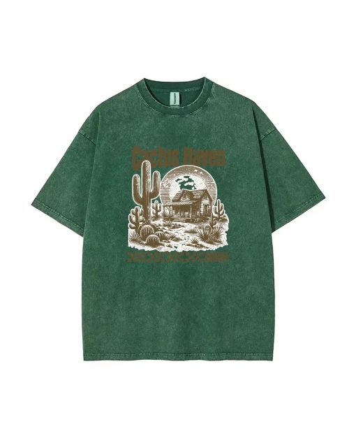 Cactus Haven Teen T-Shirt - Cute Summer Design for School & Weekends | Perfect Birthday & Holiday Gift | Unisex, Men's Flannel & Oversized Style