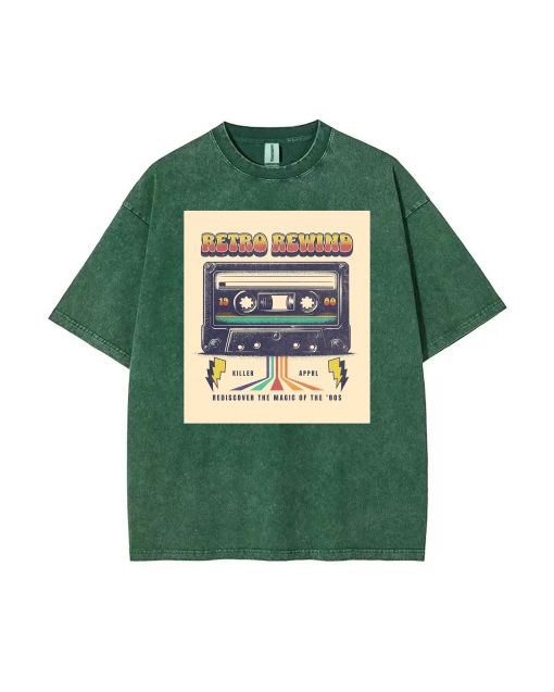 "Retro Cassette Tape Mineral Wash T-Shirt | Trendy Unisex Beach/Casual Tee | Cool Classic Design for Teens | Perfect Gift for Summer/Holidays"