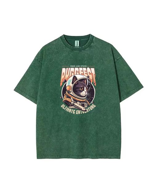 "Cat Astronaut Mineral Wash T-Shirt - Fun and Stylish Beach Shirt | Cool and Classic Unisex Tee | Perfect for Teens, Gifts, Summer, Holidays"