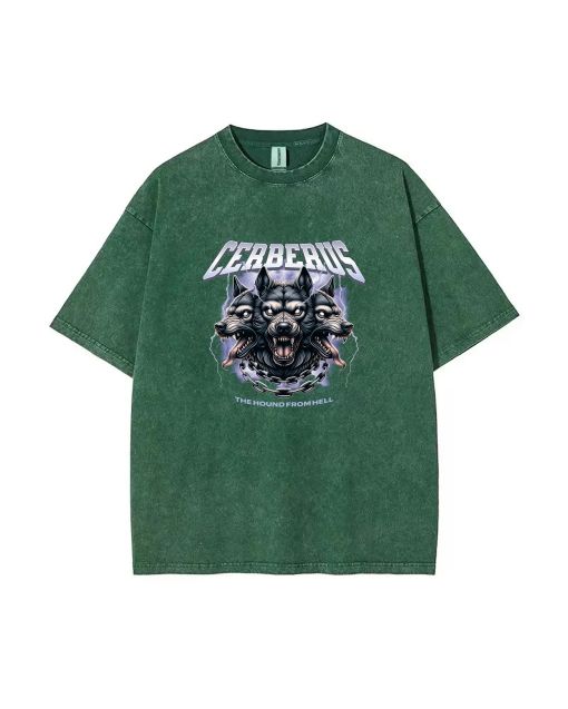 Cerberus 2 Mineral Wash T-Shirt | Unisex Beach Shirt for Teens | Cool & Classic Tee for Casual Wear, School & Summer | Great Gift for Holidays