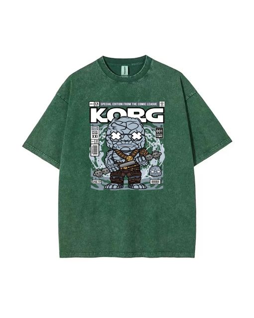 Korg Ragnarok Mineral Wash T-Shirt - Perfect for Casual Wear, School, and Gifting - Unisex Teen Beach Shirt - Cool and Classic Look!