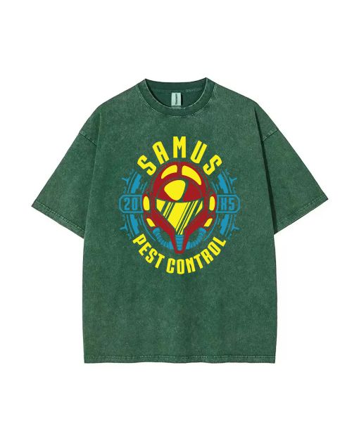 Samus Pest Control Mineral Wash T-Shirt - Unisex Beach & Casual Shirt | Cool & Classic Design for Teens | Perfect for School, Summer, and Gifts