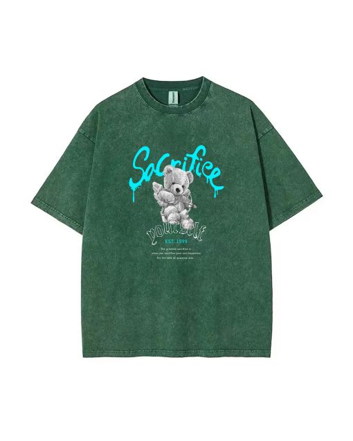 Unisex Teddy Bear-56 Mineral Wash T-Shirt for Teens - Cool Beach Shirt for Casual Wear or Gift-Giving - Classic Summer & Holiday T-Shirt