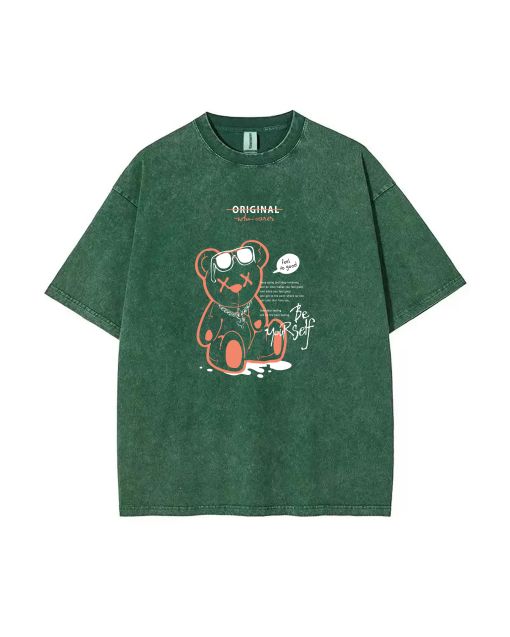 Teddy Bear-66 Mineral Wash T-Shirt for Unisex Teens - Perfect Casual Beach Shirt with Cool Classic Design - Ideal for Summer & Holidays