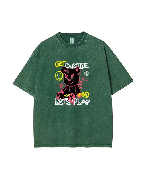 Teddy Bear-88 Mineral Wash T-Shirt | Unisex Beach Shirt for Teens | Cool and Classic T-Shirt for Casual Wear, School, and Gifts | Summer Holidays