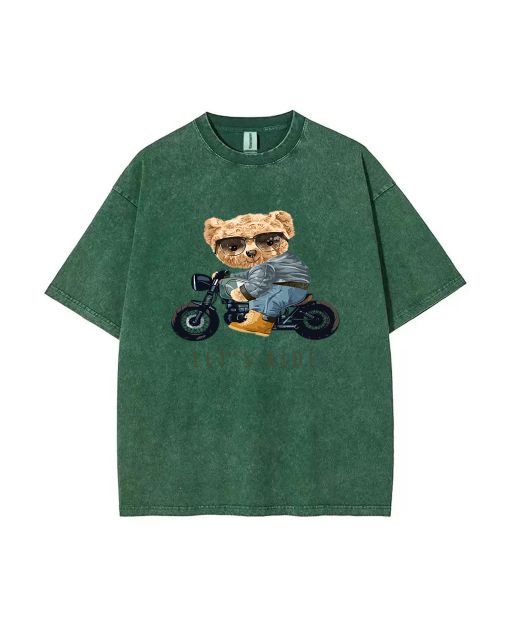 Teddy Let's Ride Mineral Wash T-Shirt - Cool Beach Shirt for Unisex Teens | Classic Tee for Casual Wear, School, Gifts, Summer & Holidays