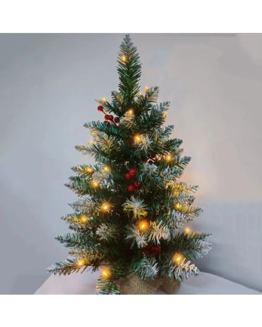 Mini Christmas Tree Festival Decoration Desktop Pine Cones LED Light Strips Small Tree Gifts Festival Party Supplies New Year