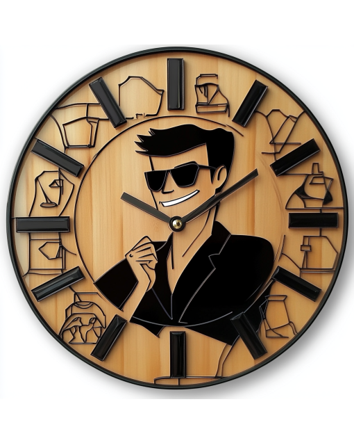 Custom Johnny bravo in a pose, Wooden Wall Clock for Home Decor Living Room, Kitchen and Kid Decorations Gifts