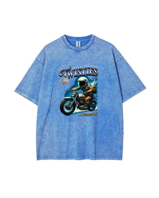 Biker Astronaut Unisex Teen T-Shirt - Summer Casual for School & Weekends | Men's Flannel & Oversized Style | Gift for Birthday & Holiday