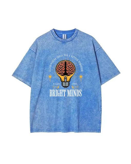 Brain Light Bulb Unisex Teen T-Shirt - Summer Casual Wear for School & Weekends - Gift for Birthdays & Holidays - Men's Flannel & Oversized Style