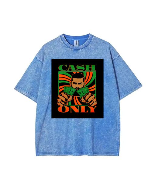 "Unisex Cash Only Streetwear Mineral Wash T-Shirt | Cool Beach Shirt for Teens | Classic T-Shirt for Casual Wear, School, & Gifting"